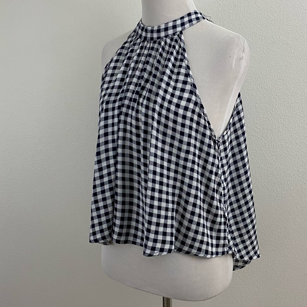 Navy & White Buffalo Plaid Top